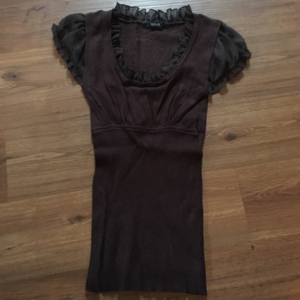 XOXO Brown Ruffle Blouse